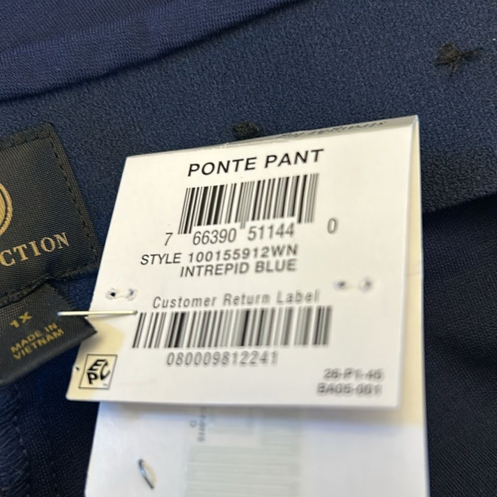 JM Collection navy blue straight leg Ponte pants Comfort waistband Size 1X New - Picture 6 of 6